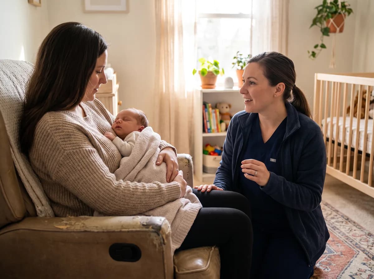 A pediatric nurse caring for an infant with microcephaly at home