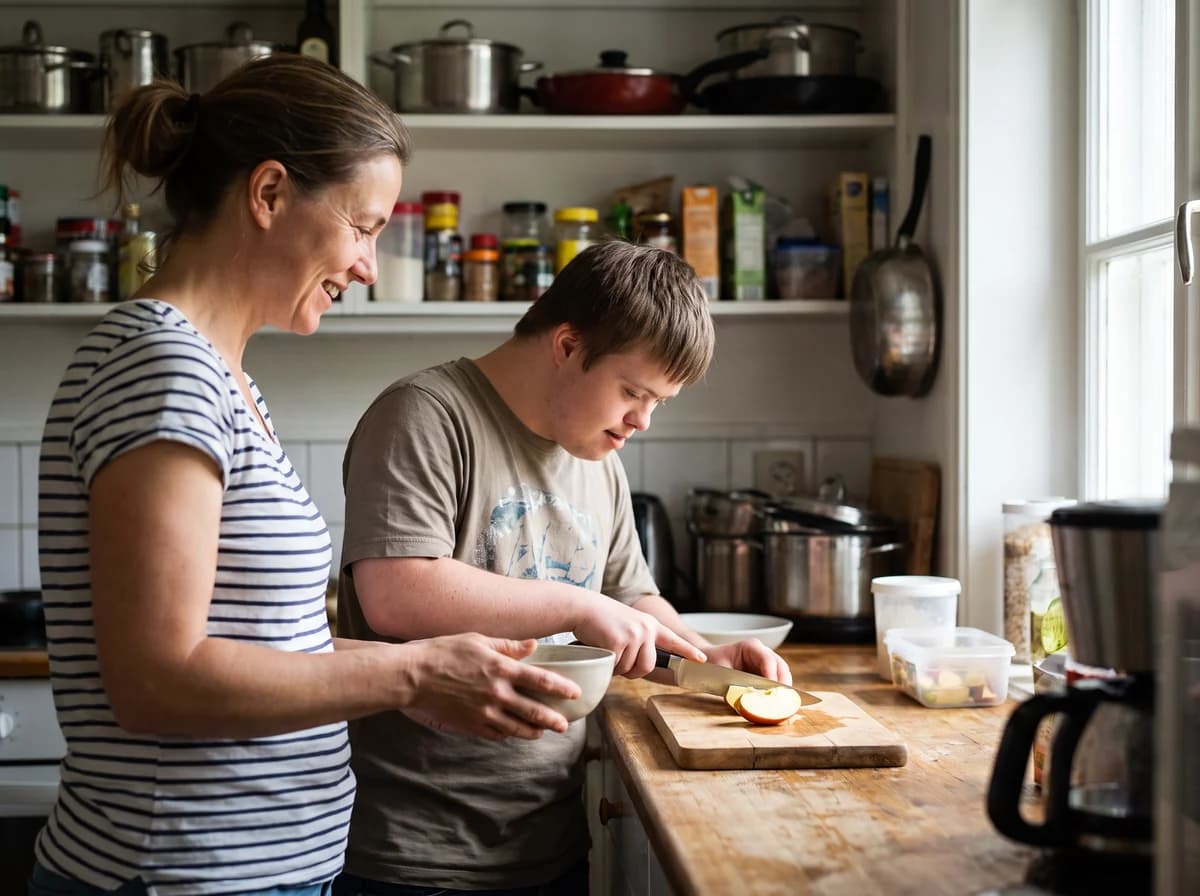 A Focus Family Care caregiver supporting a person with a disability at home in Florida