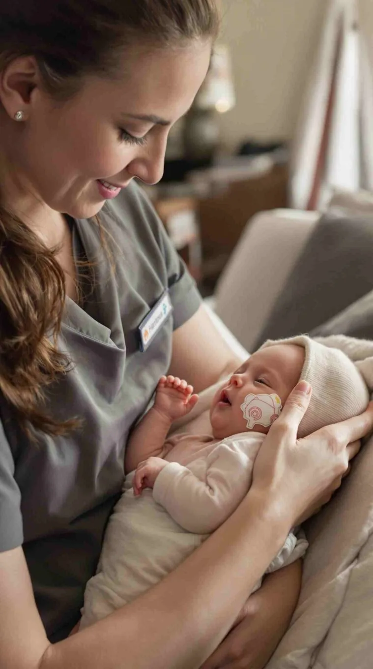 pediatric home health Care nurse with baby